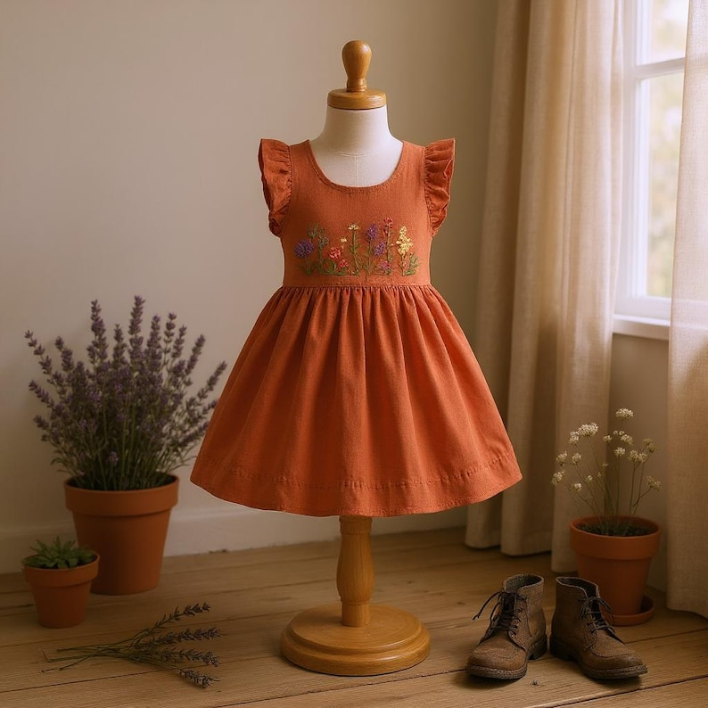 Vintage Flowers Hand Embroidered Dress
