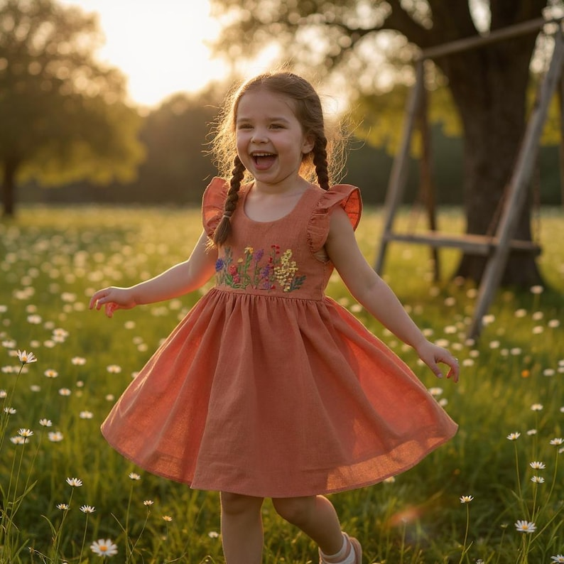 Vintage Flowers Hand Embroidered Dress