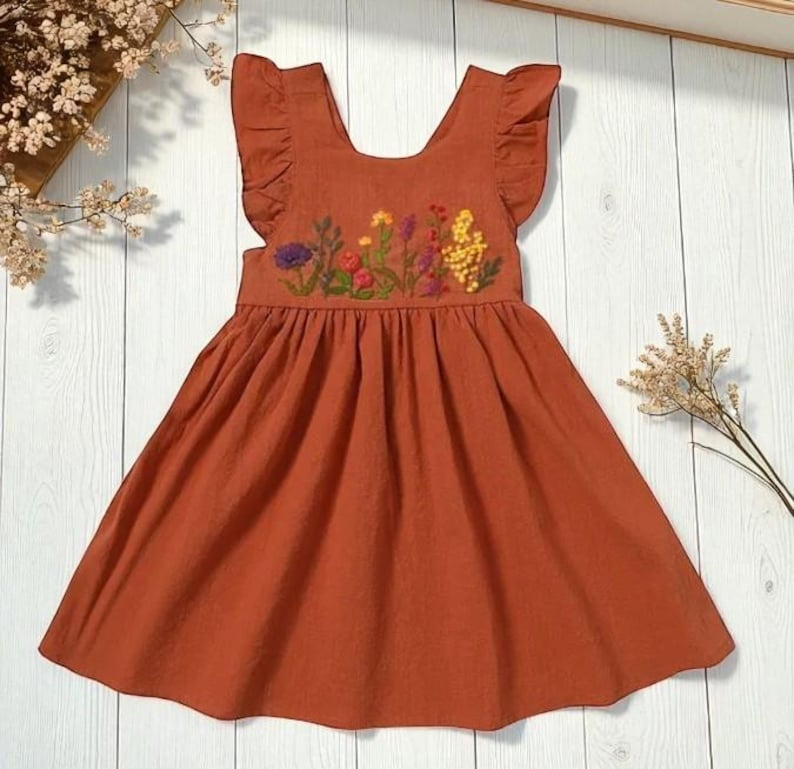 Vintage Flowers Hand Embroidered Dress