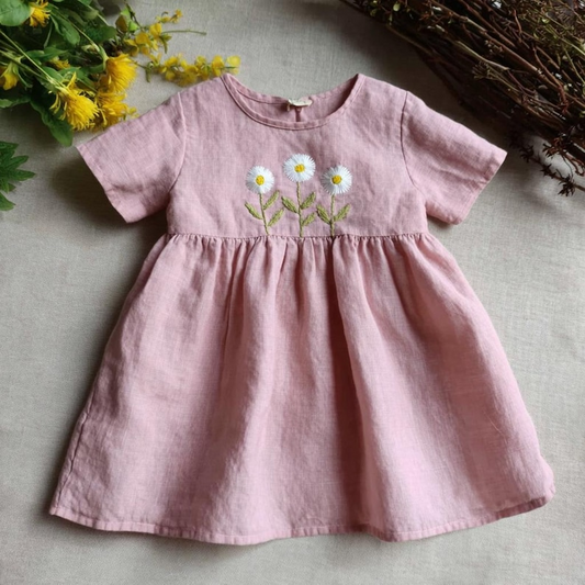 Personalized Daisy Garden Linen Dress
