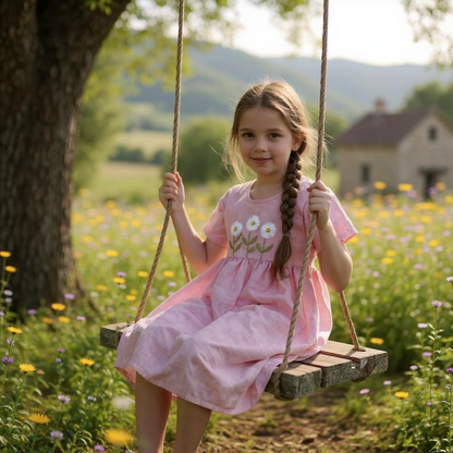 Personalized Daisy Garden Linen Dress