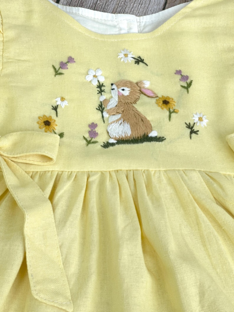 Rabbit Hand Embroidered Linen Dress