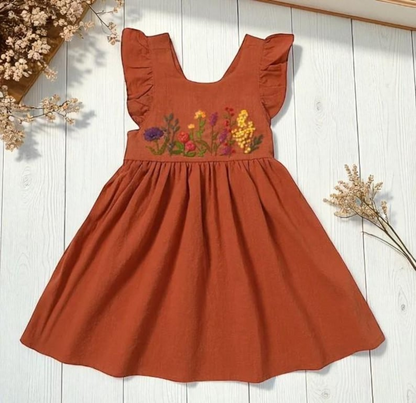 Vintage Flowers Hand Embroidered Dress