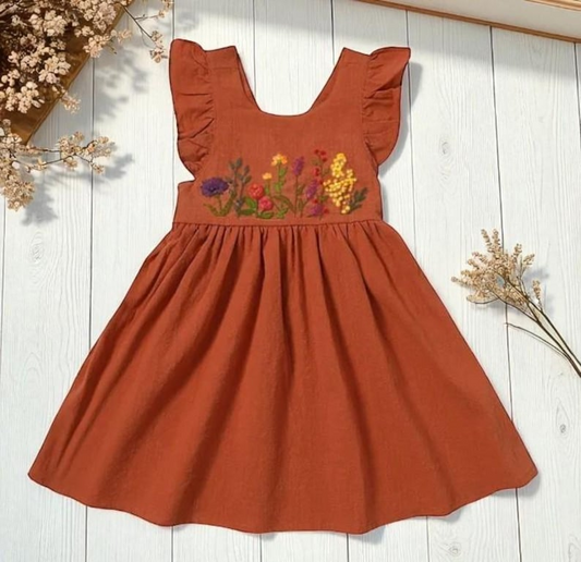 Vintage Flowers Hand Embroidered Dress
